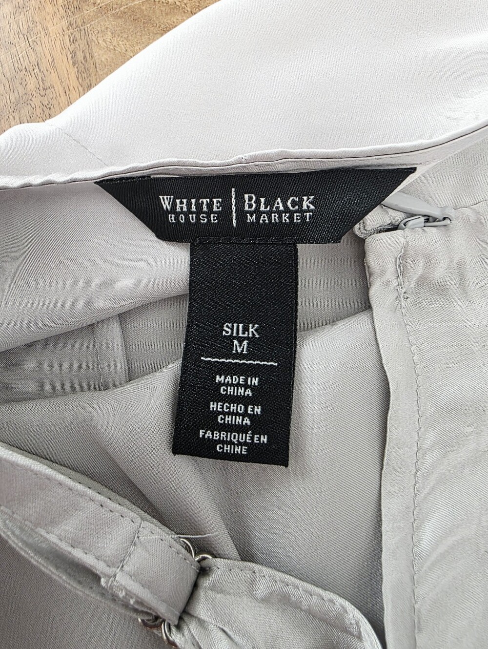 White House Black Market 100% Silk Silver Chemise/Camisole Size Medium - Picture 10 of 11